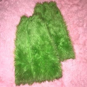 Lime green fluffies/leg warmers